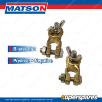 Matson Pos+Neg Brass Battery Terminal - 8mm stud suit cable 40mm2 Blister Pk 2