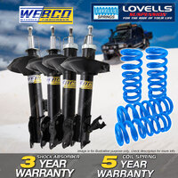 Front Rear Webco Shock Absorbers Lovells Raised Springs for Nissan X-Trail TI