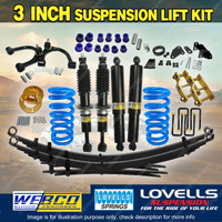 3" 75mm Lift Kit Shock Lovells Coil Raw Leaf Arm Diff for Mazda BT50 11-20