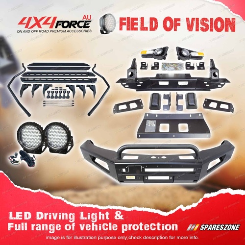 4X4FORCE Safari Shield U Loop Bullbar Lights Side Steps for Mazda BT-50 11-20