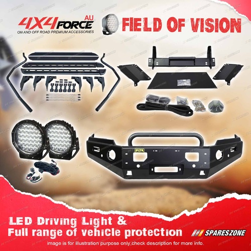 4X4FORCE Safari Shield U Loop Bullbar Lights Side Steps for Mazda BT-50 20-25