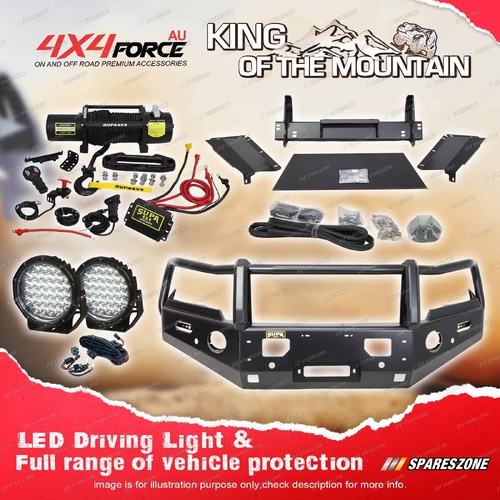 Armor Bumper Bullbar 3 Loop Guard Plate light & Winch for Mazda BT50 20-24