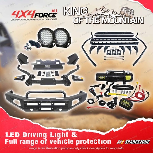 Safari Shield Bullbar Lights Side Steps Winch for Toyota Landcruiser 200 16-21