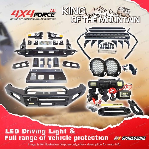 4X4FORCE Safari Shield Bullbar Lights Side Steps Winch for Mazda BT-50 11-20