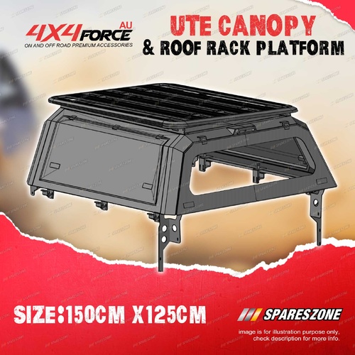 Ute Tub Canopy & 150x125 Aluminium Roof Rack Flat Platform for Ford Ranger PX T7