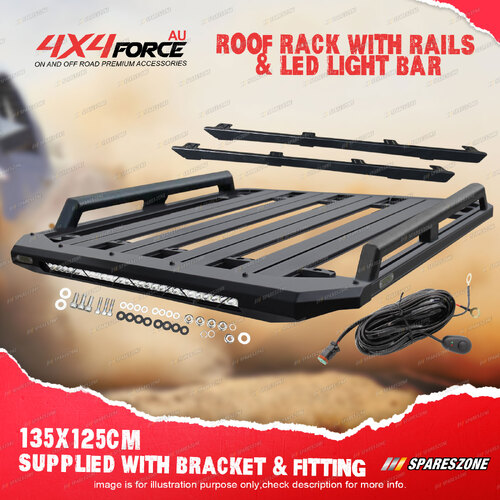 135x125cm Roof Rack Flat Platform & Light Bar & Rails for Nissan Navara NP300