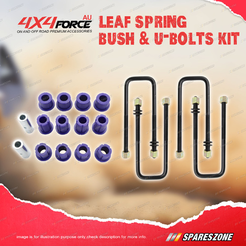 4X4FORCE Leaf Spring U-Bolts + Polyurethane Bush Kit for Nissan Navara D40 4WD