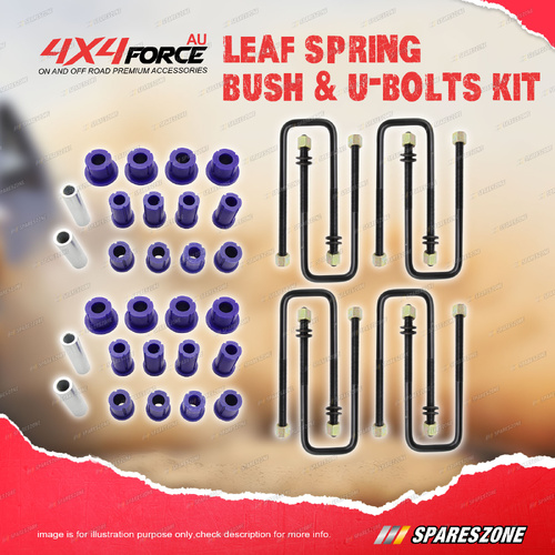 Front + Rear U-Bolts & Polyurethane Bush Kit for Toyota 4 Runner All Leaf Front