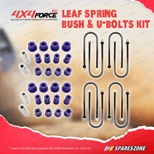 Front + Rear U-Bolt Polyurethane Bush Kit for Toyota Landcruiser FJ HJ 45 47 LWB