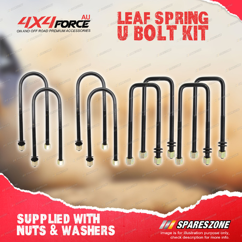 8 Pcs Front + Rear Leaf Spring U-Bolts for Toyota Landcruiser 60 61 62 75 Series