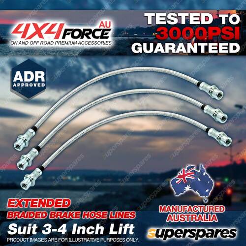 3x F + R Braided Brake Hoses for Toyota Hilux LN106 RN105 YN106 95-01 3"-4" Lift