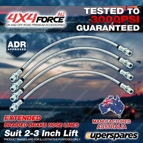 4x F + R Braided Brake Hoses Lines for Toyota Landcruiser FZJ73 90-on 2"-3" Lift