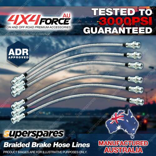 6 Front + Rear Braided Brake Hoses Line for Toyota Landcruiser HDJ80 HZJ80 90-92