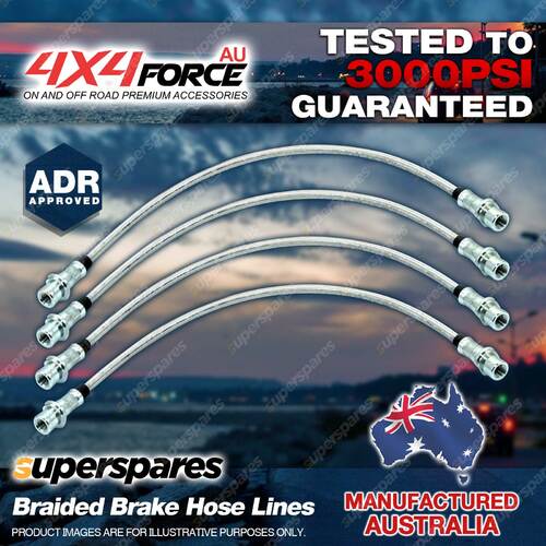 4x Fr + Rr Braided Brake Hoses Lines for Toyota Landcruiser Prado GRJ150 KDJ150