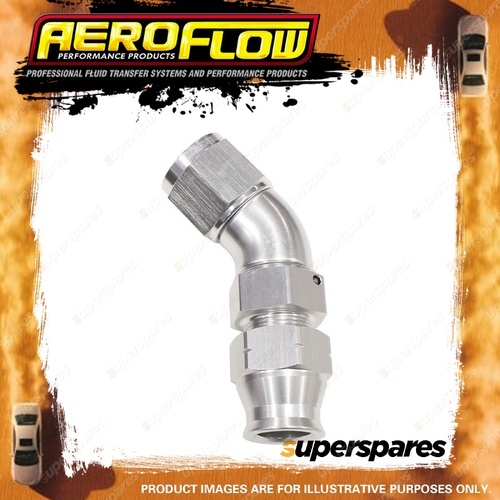 Aeroflow 45 Degree Tube To Female Adapter Hardline Fittings Silver 1/2" to -8 AN