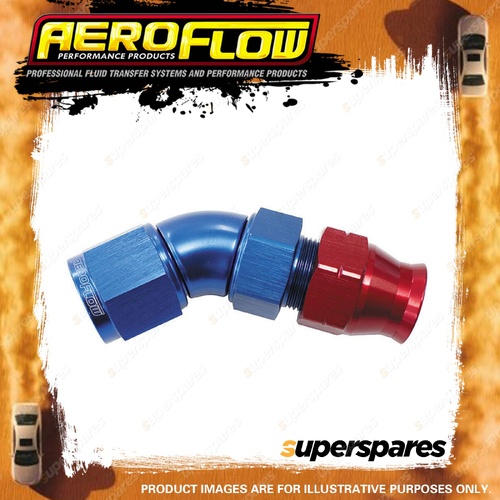 Aeroflow 45 Deg Tube To Female Adapter Hardline Fittings Blue/Red 3/4" to -12 AN