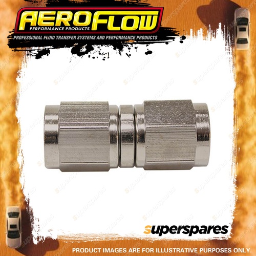 Aeroflow Brand Stainless Steel Straight Female Coupler Pipe Fitting - 3 AN