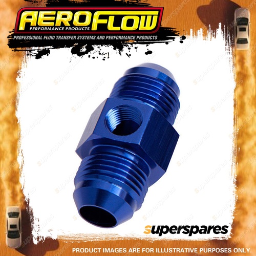 Aeroflow Male To Male With 1/8" NPT Adapter Port Blue Straight -10 AN