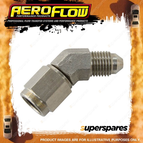Aeroflow 45 Degree Female/Male Flare Adapter Swivel -4AN To -4 Swivel Nut