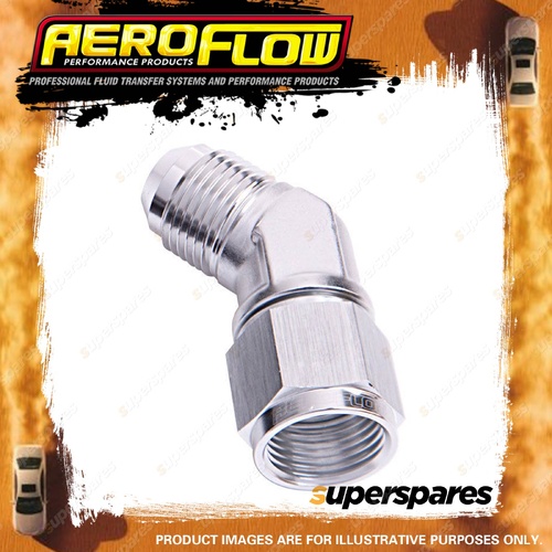 Aeroflow 45 Degree Female / Male Flare Adapter Silver Finish -12 AN