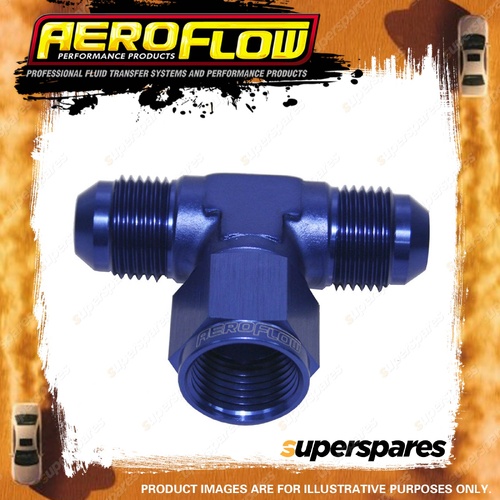 Aeroflow -3AN Tee Coupling Pipe Fitting Female On Side Blue Finish