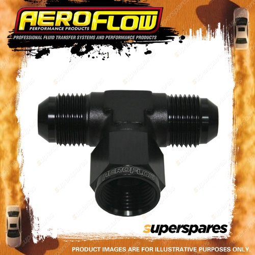 Aeroflow -3AN Tee Coupling Pipe Fitting Female On Side Black Finish