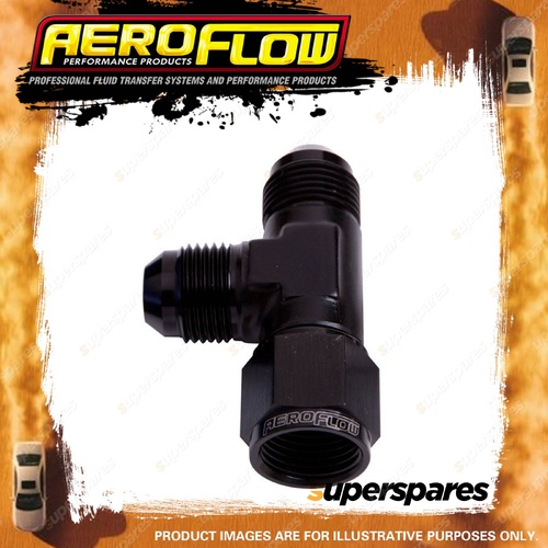 Aeroflow -3AN Tee Coupling Pipe Fitting Female Nut On Run Black Finish