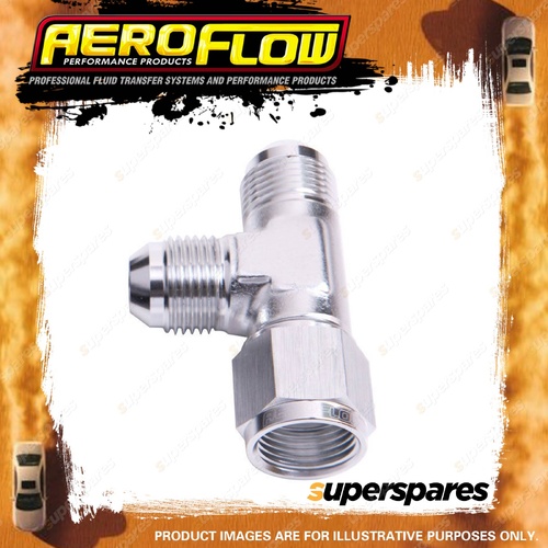 Aeroflow -10 AN Tee Coupling Pipe Fitting Female Nut On Run Silver Finish