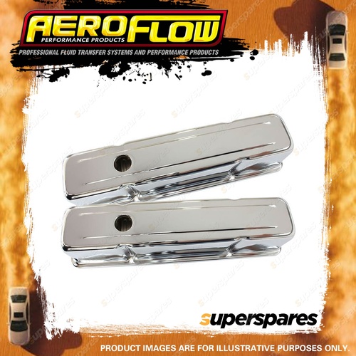 Aeroflow Brand Chrome Steel Valve Covers for Small Block Chevy Early AF1821-5050