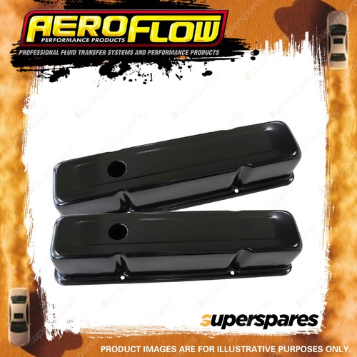 Aeroflow Brand Black Steel Valve Covers for Small Block Chevy Early AF1822-5050