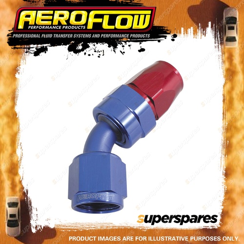 Aeroflow 200 Series Hose End PTFE Hose Fitting Blue/Red 45 Degree -20 AN