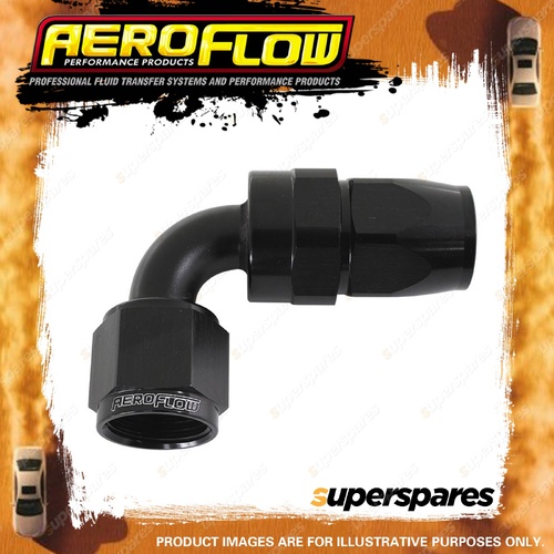 Aeroflow 200 Series Hose End PTFE Hose Fitting Black 90 Degree -10 AN