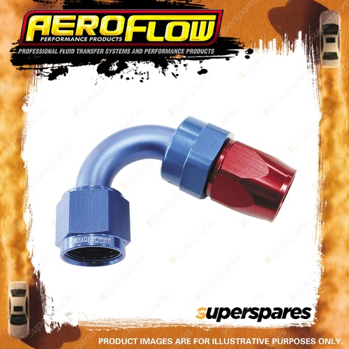 Aeroflow 200 Series Hose End PTFE Hose Fitting Blue/Red 120 Degree -12 AN
