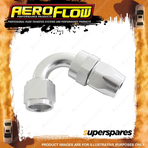 Aeroflow 200 Series Hose End PTFE Hose Fitting Silver 120 Degree -16 AN