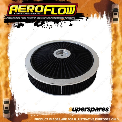 Aeroflow Chrome Air Filter Assembly 1-1/8" X 14"X 3" 5-1/8" Neck Washable