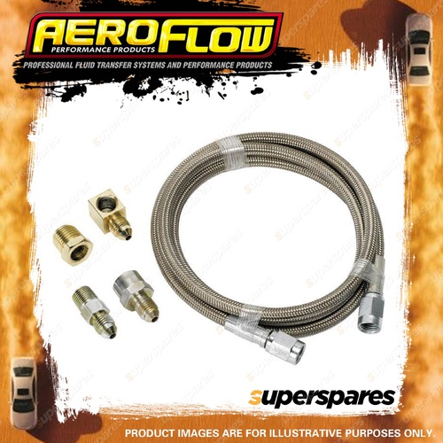 Aeroflow Brand Stainless Steel Braided Line Gauge Kit -4AN 6 Ft Hose
