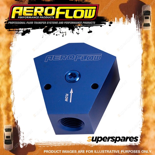 Aeroflow Billet Y-Block With 1/8" NPT Port - 1/2" To 3/8" Blue Finish