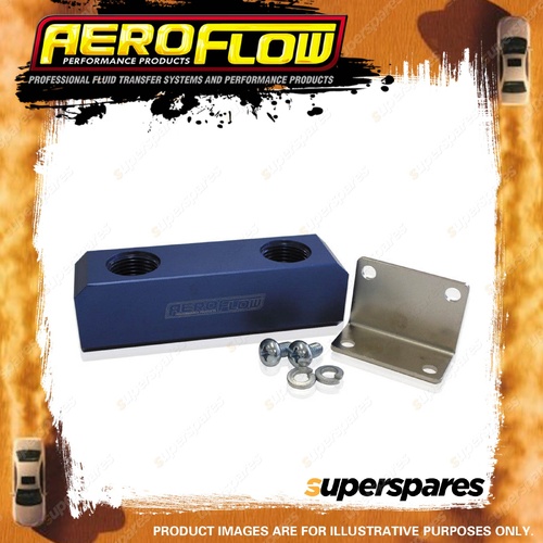 Aeroflow Brand Fuel Block Log Type -10Orb Blue 2 X-10 Side 2X -10 Top AF452-10