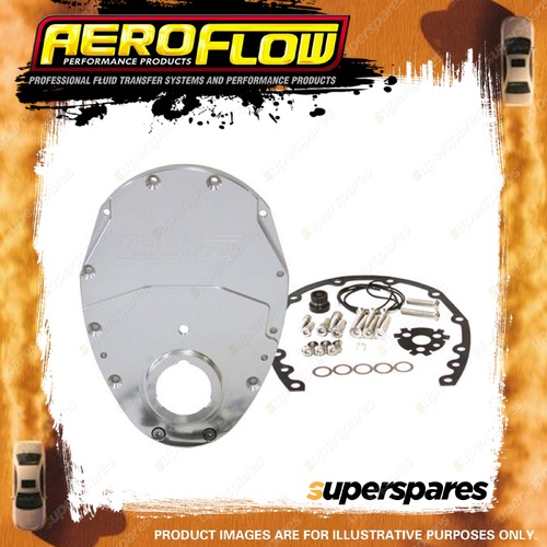 Aeroflow 2-Piece Billet Aluminium Timing Cover Silver for SB Chev And 90 Deg V6