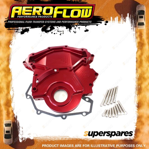 Aeroflow Brand Billet Timing Cover Red Finish for Holden 253-304-308