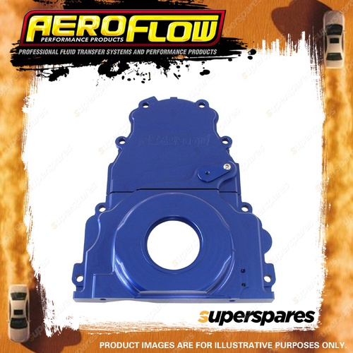 Aeroflow 2-Piece Billet Aluminium Timing Cover - Blue Finish for Holden LS
