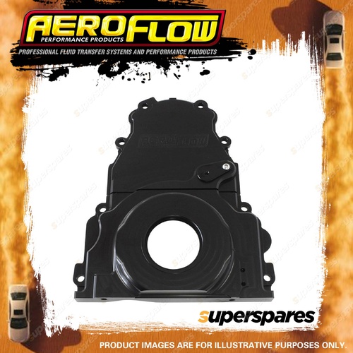 Aeroflow 2-Piece Billet Aluminium Timing Cover - Black Finish for Holden LS
