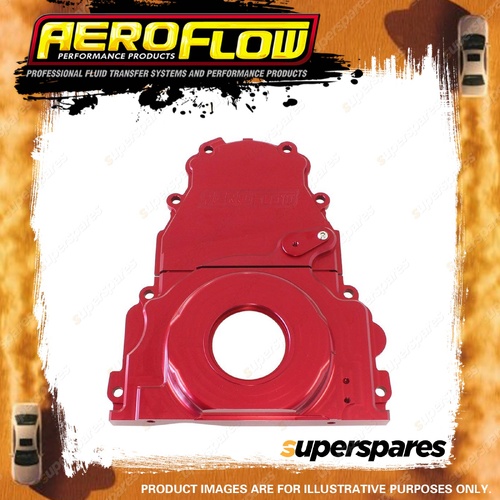 Aeroflow 2-Piece Billet Aluminium Timing Cover - Red Finish for Holden LS