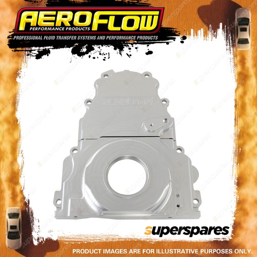 Aeroflow 2-Piece Billet Aluminium Timing Cover - Silver Finish for Holden LS