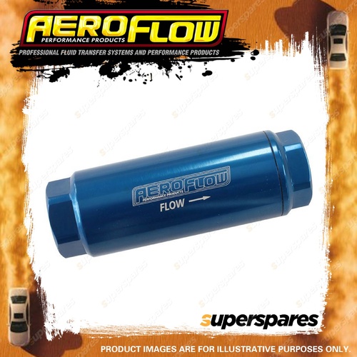 Aeroflow 40 Micron Pro Filter With -8 AN ORB Ports Blue Finish 3-1/2" X 1-1/4"