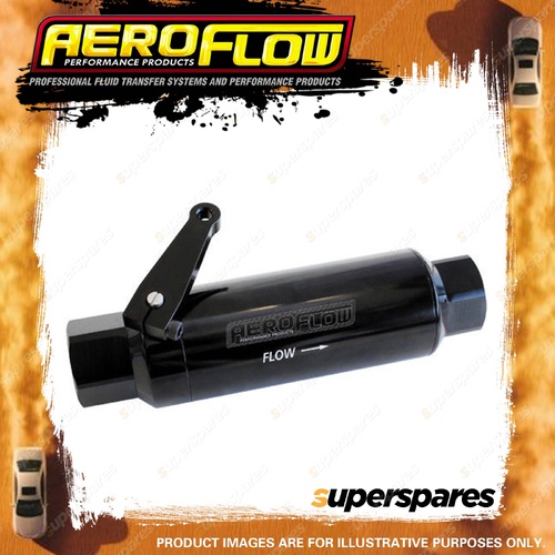 Aeroflow 60 Micron Pro Filter With Ball Valve Black -12 ORB Ports. 5.5" X 2"