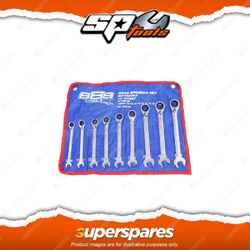 888 Series 9Pcs Geared ROE Spanner Set - 15 Degree Offset Metric Cr-V Steel