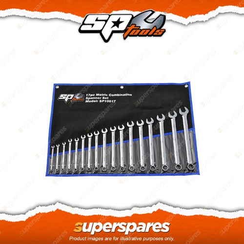 SP Tools 17Pcs Combination ROE Spanner Set - Metric Chrome Vanadium Steel Wrench