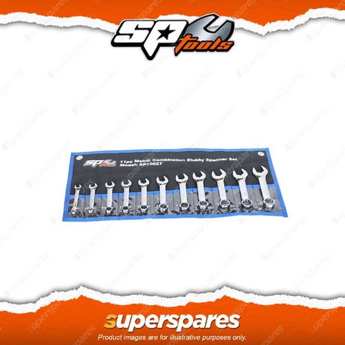 SP Tools 11Pcs Combination ROE Stubby Spanner Set - Metric Chrome Vanadium Steel