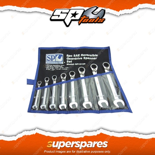 SP Tools 8Pcs Gear Drive ROE Spanner Set - 15 Degree Offset SAE Wrench Cr-V